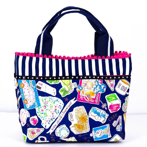 バッグ TUNIC タフタ転写プリント フレンチトラベルのミニBag ネイビー 17367-B