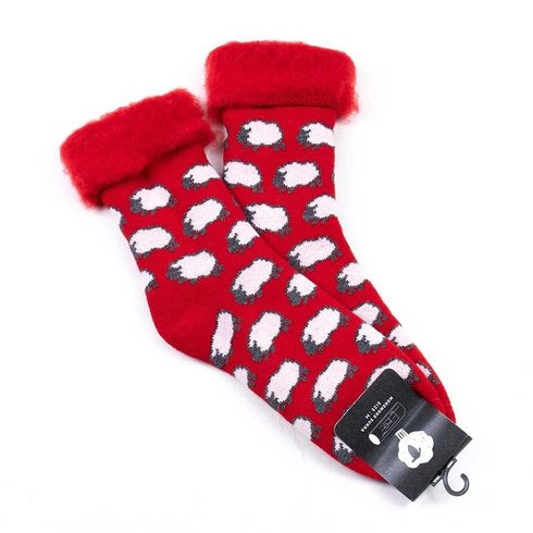 ソックス fromF モコモコソックス ランマス/ひつじ レッド サイズM 36-38 (22.5ー25cm)TV015MI
