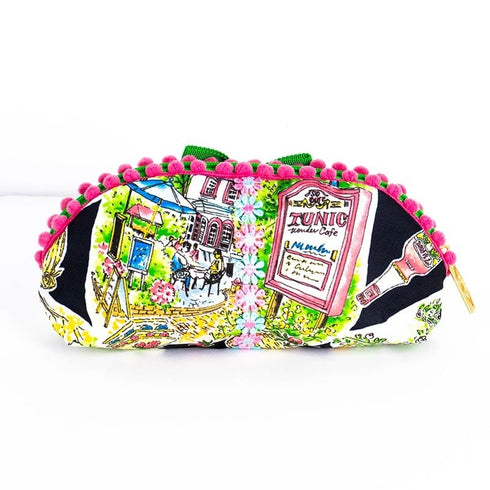 ポーチ TUNIC タフタインクジェットプリント ガーデンパーティーのポーチ クロ 17436-A