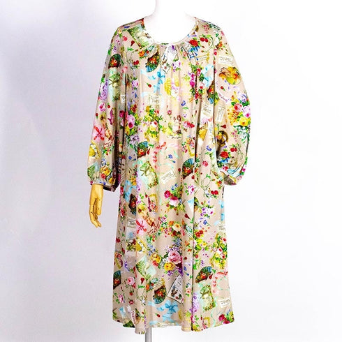 ネグリジェ TUNIC ビスコラピア・オールハピネス 長袖ネグリジェ モカ 12778-A