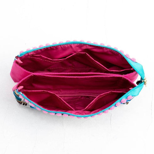 ポーチ TUNIC タフタインクジェットプリント マカロンタウンのツインズポーチ ブルー 18166-B