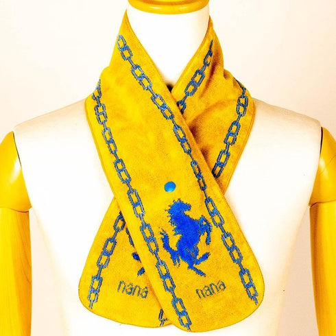 マフラー 横浜ナナ 湘南ナナ NANA ボタン付きナロータオルマフラー ホース柄 イエローブルー nn-tmf11-H