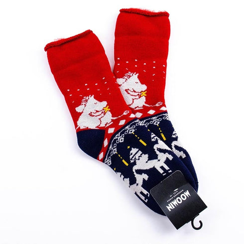 ソックス MOOMIN モコモコソックス ムーミン&フローレン ハラタ/ハグ レッド  サイズM 36-38 (22.5ー25cm)MM041MRD