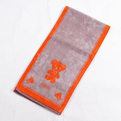 タオル 横浜ナナ 湘南ナナ NANA フェイスタオル ハーフ ベア柄 ベージュオレンジ nn-fth2-L