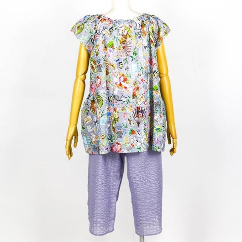 【セール】パジャマ TUNIC 80ローンサッカー・タウンウォーク シャーリングフレンチパジャマ フリーサイズ SSS-33063-C