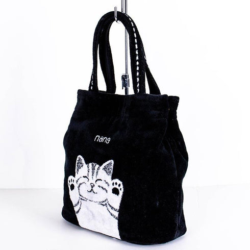 バッグ 横浜ナナ 湘南ナナ NANA タウンバッグ バンザイネコ柄 クロシロ nn-twn8-B