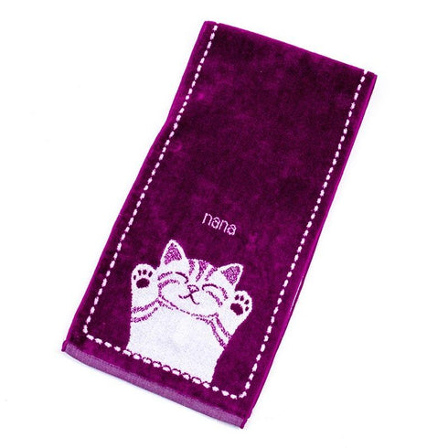 タオル 横浜ナナ 湘南ナナ NANA フェイスタオル ハーフ バンザイネコ パープルシロ nn-fth17-F