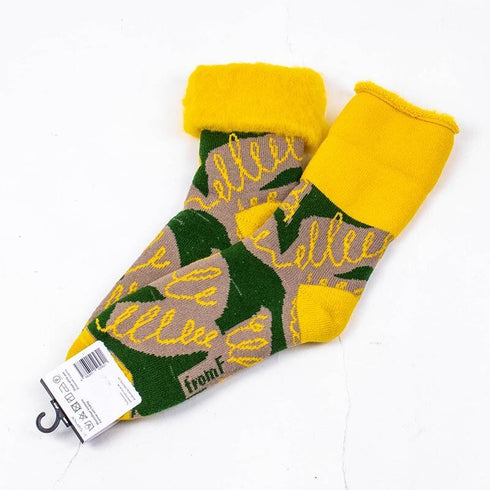 ソックス fromF モコモコソックス 葉っぱ グリーン サイズM 36-38 (22.5ー25cm)TV088MGN