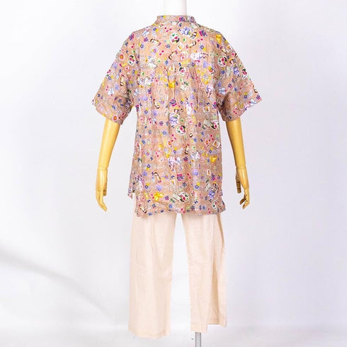 【セール】パジャマ TUNIC 80ローンサッカー・半袖パジャマ フラワー フリーサイズ SSS-39079-A