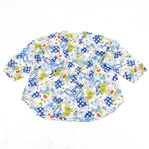 【セール】パジャマ TUNIC 80シルキーローンサッカー・水玉パーム 長袖全開パジャマ フリーサイズ ブルー AWS-26090-A