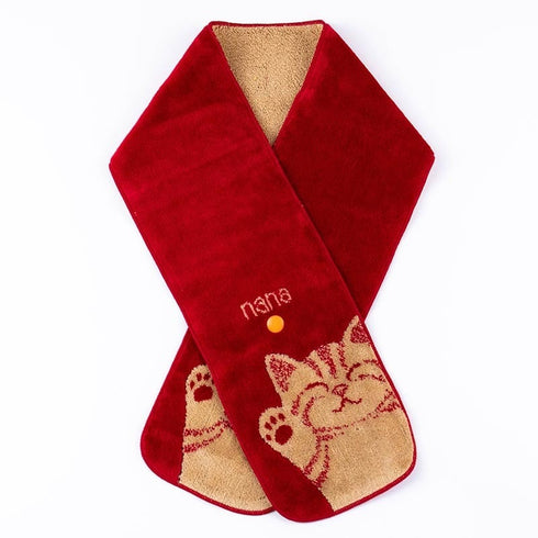 マフラー 横浜ナナ 湘南ナナ NANA ボタン付きナロータオルマフラー バンザイネコ アカベージュ nn-tmf6-C