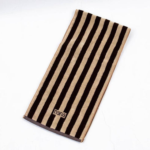 タオル 横浜ナナ 湘南ナナ NANA フェイスタオル ハーフ ストライプ柄 ベージュブラウン nn-fth34-K