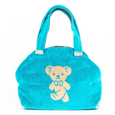 バッグ 横浜ナナ NANA ボストンバッグ中 ベア柄 ターコイズブルーベージュ nn-btm7-H