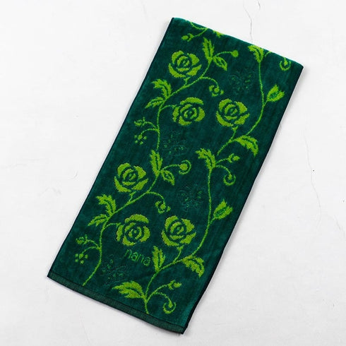 タオル 横浜ナナ 湘南ナナ NANA フェイスタオル ハーフ ローズパピヨン柄 グリーンライトグリーン nn-fth9-O