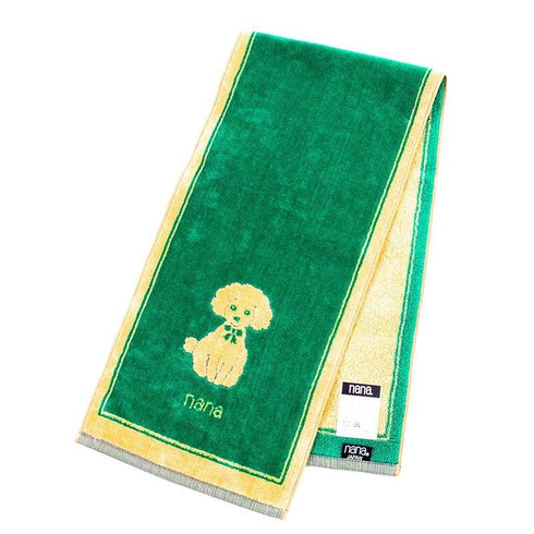 タオル 横浜ナナ 湘南ナナ NANA フェイスタオル ハーフ プードル柄 グリーンベージュ nn-fth4-K