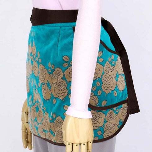 エプロン 横浜NANA ショートサロンエプロン ローズ ターコイズブルー/ベージュ