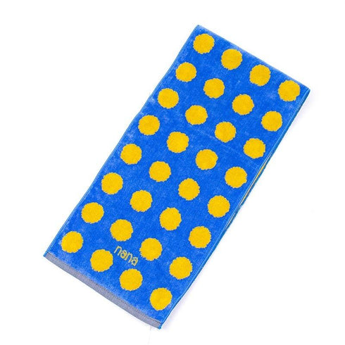 タオル 横浜ナナ 湘南ナナ NANA フェイスタオル ハーフ 水玉柄 ブルーイエロー nn-fth33-D