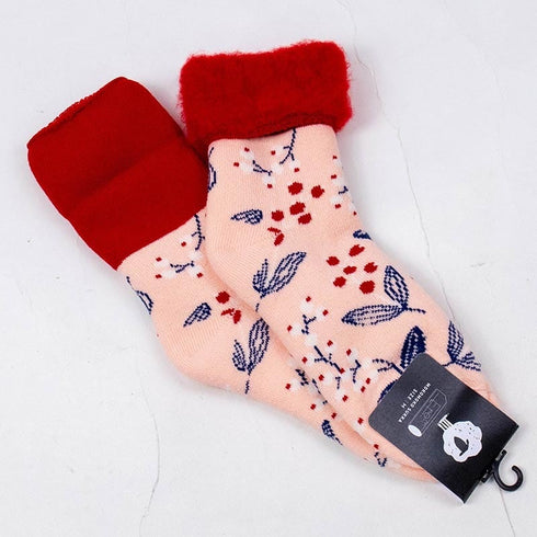 ソックス fromF モコモコソックス 木の実 サーモンピンク サイズM 36-38 (22.5ー25cm)TV085MSPK