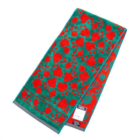 タオル 横浜ナナ 湘南ナナ NANA フェイスタオル ハーフ ローズ2柄 グリーンアカ nn-fth11-AG