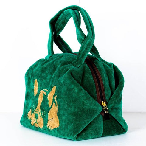 バッグ 横浜ナナ NANA ボストンバッグ フレンチブルドッグ柄 グリーンベージュ nn-btm3-F