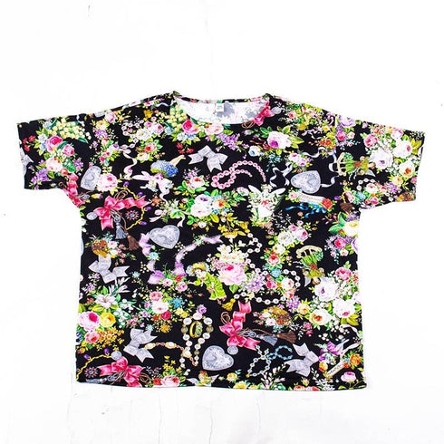 Tシャツ TUNIC ビスコラピア・リリーフェアリー 5分袖Tシャツ クロ 8341-D