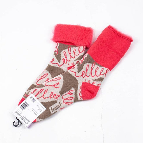 ソックス fromF モコモコソックス 葉っぱ ウォームグレー サイズM 36-38 (22.5ー25cm)TV088MWGY