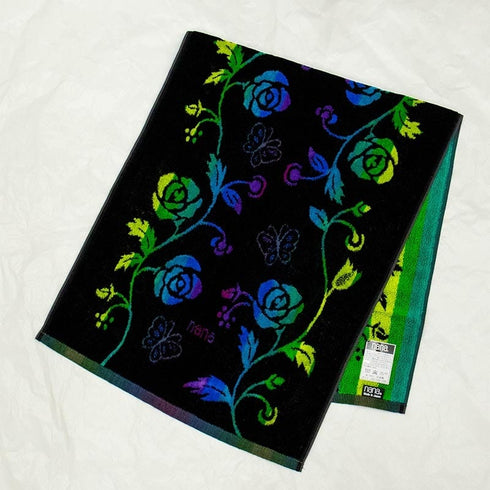 タオル 横浜ナナ 湘南ナナ NANA フェイスタオル ローズパピヨン柄 グレー多色 nn-ft28-E