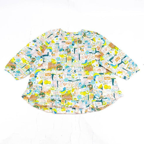 【セール】パジャマ TUNIC 80シルキーローンサッカー・レモネードGirl 7分袖全開パジャマ フリーサイズ オレンジ AWS-26088-B