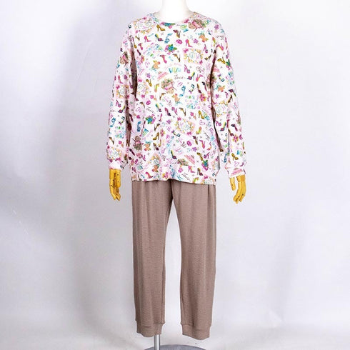【セール】パジャマ TUNIC ピーチ起毛・ハッピーヒール ベージュ フリーサイズ トレーナーパジャマ AWS-43407-A