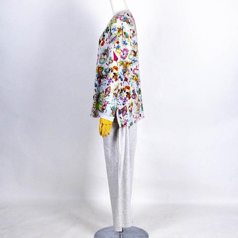 【セール】パジャマ TUNIC 40接結・ローズエンジェル フリーサイズ 丸首全開トレーナーパジャマ グレー杢 AWS-26416-C ¥24,200→¥16,940