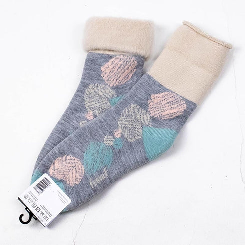 ソックス fromF モコモコソックス 小さな石 ライトメルグレー サイズM 36-38 (22.5ー25cm)TV077MLMG