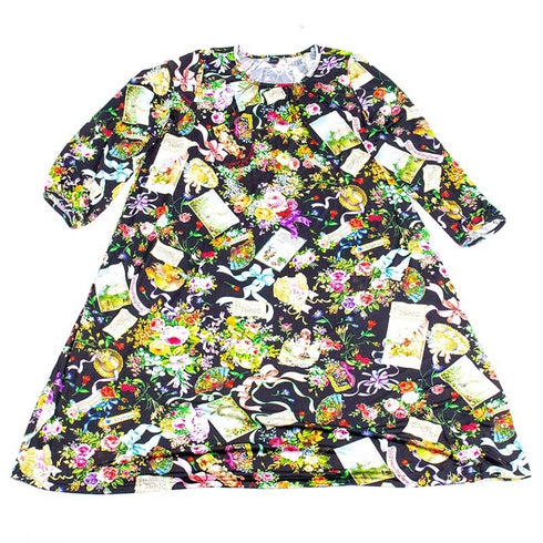 ネグリジェ TUNIC ビスコラピア・オールハピネス 長袖ネグリジェ クロ 12778-D