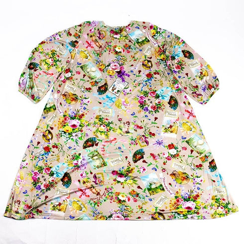 ネグリジェ TUNIC ビスコラピア・オールハピネス 長袖ネグリジェ モカ 12778-A