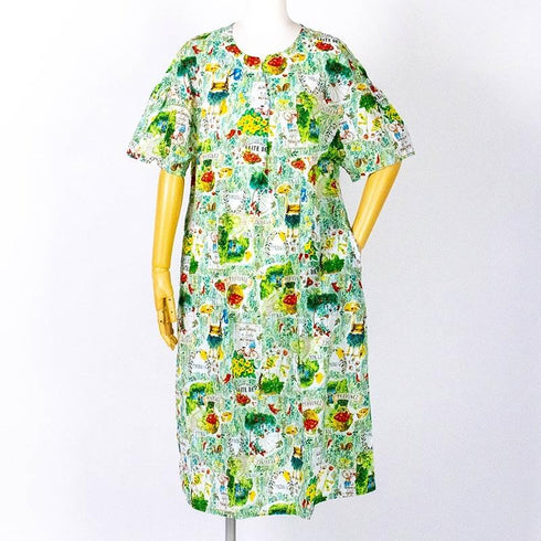 ワンピース TUNIC 80ローンサッカー ギャザー5分袖ワンピース ガーデン フリーサイズ 53042-A