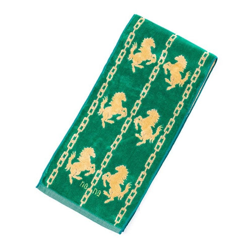 タオル 横浜ナナ 湘南ナナ NANA フェイスタオル ハーフ ホース柄 グリーンベージュ nn-fth32-H