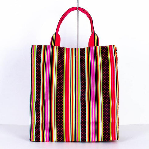 バッグ TUNIC タフタ転写プリントバービーストライプのBag マルチボーダー 18161-A