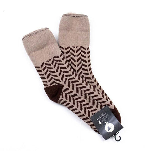 ソックス fromF モコモコソックス ヘリンボーン ウォームグレー サイズM 36-38 (22.5ー25cm)TV014MB