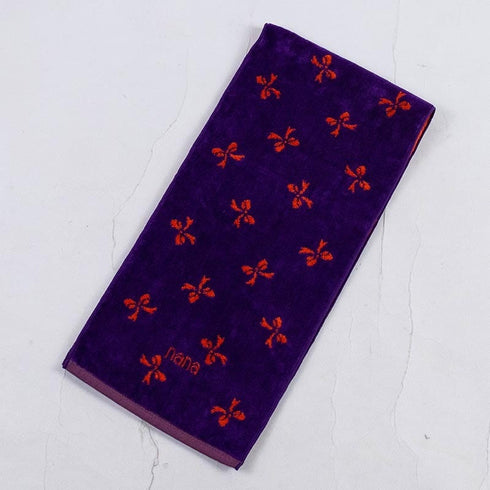 タオル 横浜ナナ 湘南ナナ NANA フェイスタオル ハーフ リボン柄 パープルオレンジ nn-fth37-H