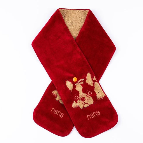 マフラー 横浜ナナ 湘南ナナ NANA ボタン付きナロータオルマフラー フレンチブルドック アカベージュ nn-tmf3-D