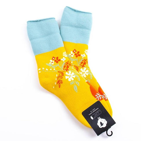 ソックス fromF モコモコソックス マルヤッコ/フラワーベース マスタード サイズM 36-38 (22.5ー25cm)TV098MMD