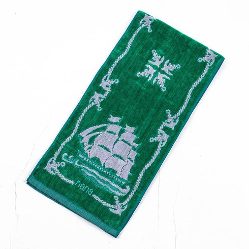 タオル 横浜ナナ NANA フェイスタオル ハーフ バイキング柄 グリーンシロ nn-fth29-M