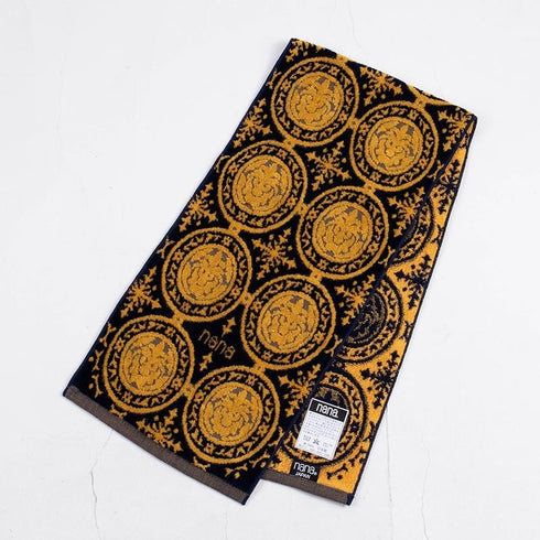 タオル 横浜ナナ 湘南ナナ NANA フェイスタオル ハーフ アクア柄 クロイエロー nn-fth38-D