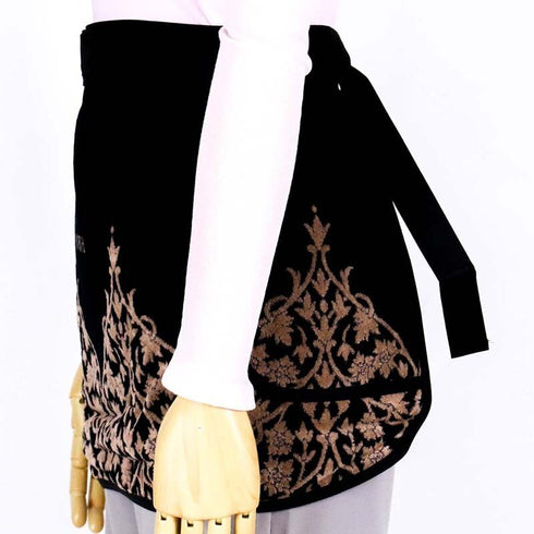 エプロン 横浜NANA ショートサロンエプロン インディア   クロ/ベージュ