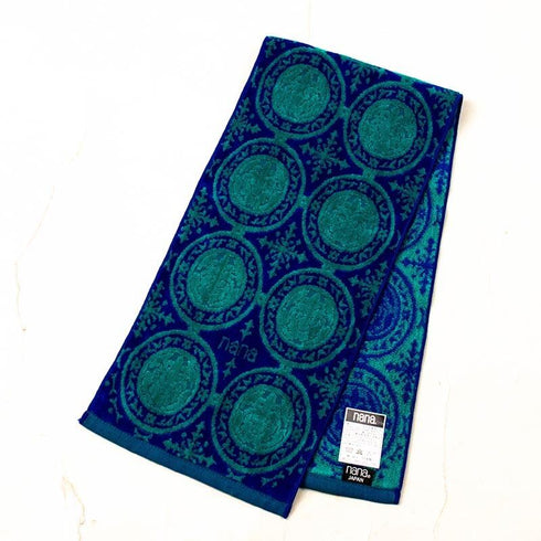 タオル 横浜ナナ 湘南ナナ NANA フェイスタオル ハーフ アクア柄 ブルーターコイズブルー nn-fth38-G