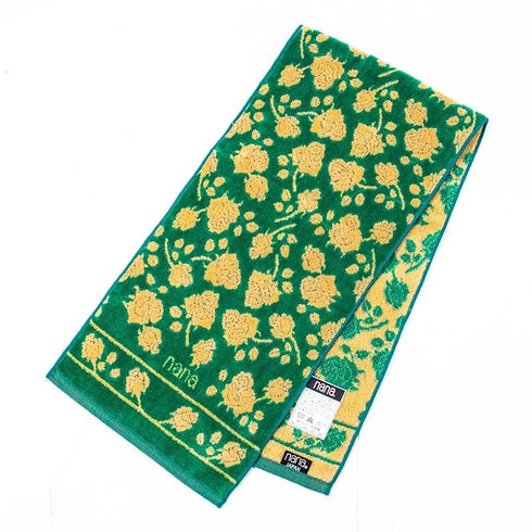 タオル 横浜ナナ 湘南ナナ NANA フェイスタオル ハーフ ローズ2柄 グリーンベージュ nn-fth11-J