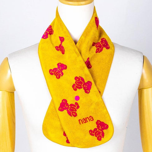 マフラー 横浜ナナ 湘南ナナ NANA ボタン付きナロータオルマフラー ナナベア柄 イエローアカ nn-tmf9-H