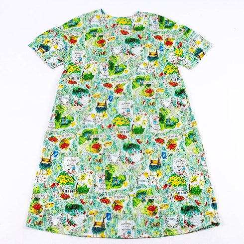 ワンピース TUNIC 80ローンサッカー ギャザー5分袖ワンピース ガーデン フリーサイズ 53042-A