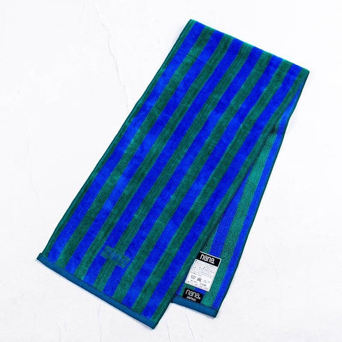 タオル 横浜ナナ 湘南ナナ NANA フェイスタオル ハーフ ストライプ柄 ブルーグリーン nn-fth34-M