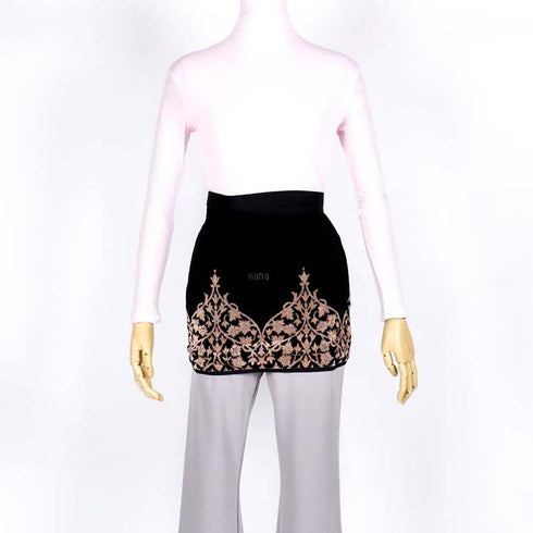 エプロン 横浜NANA ショートサロンエプロン インディア   クロ/ベージュ