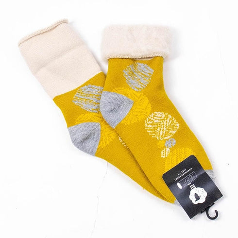 ソックス fromF モコモコソックス 小さな石 アッシュイエロー サイズM 36-38 (22.5ー25cm)TV077MAYL